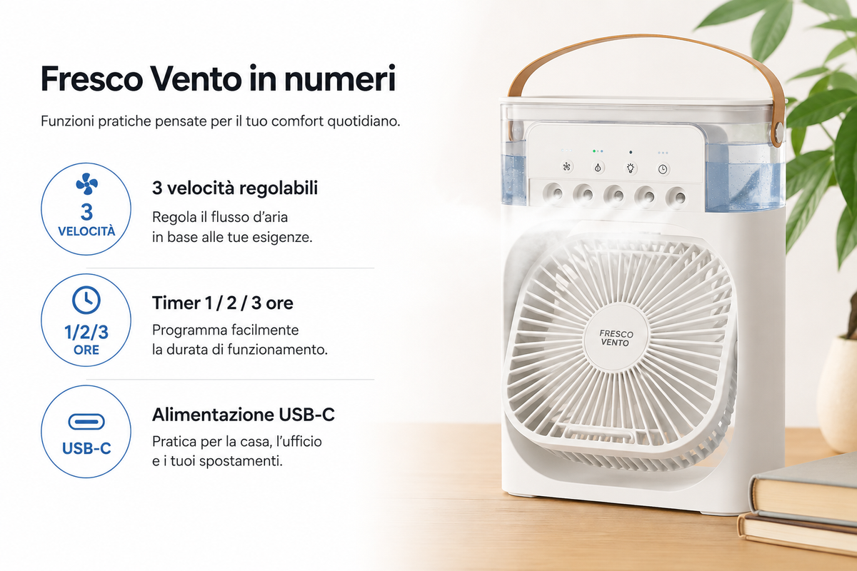 Fresco Vento – Ventilatore nebulizzatore portatile